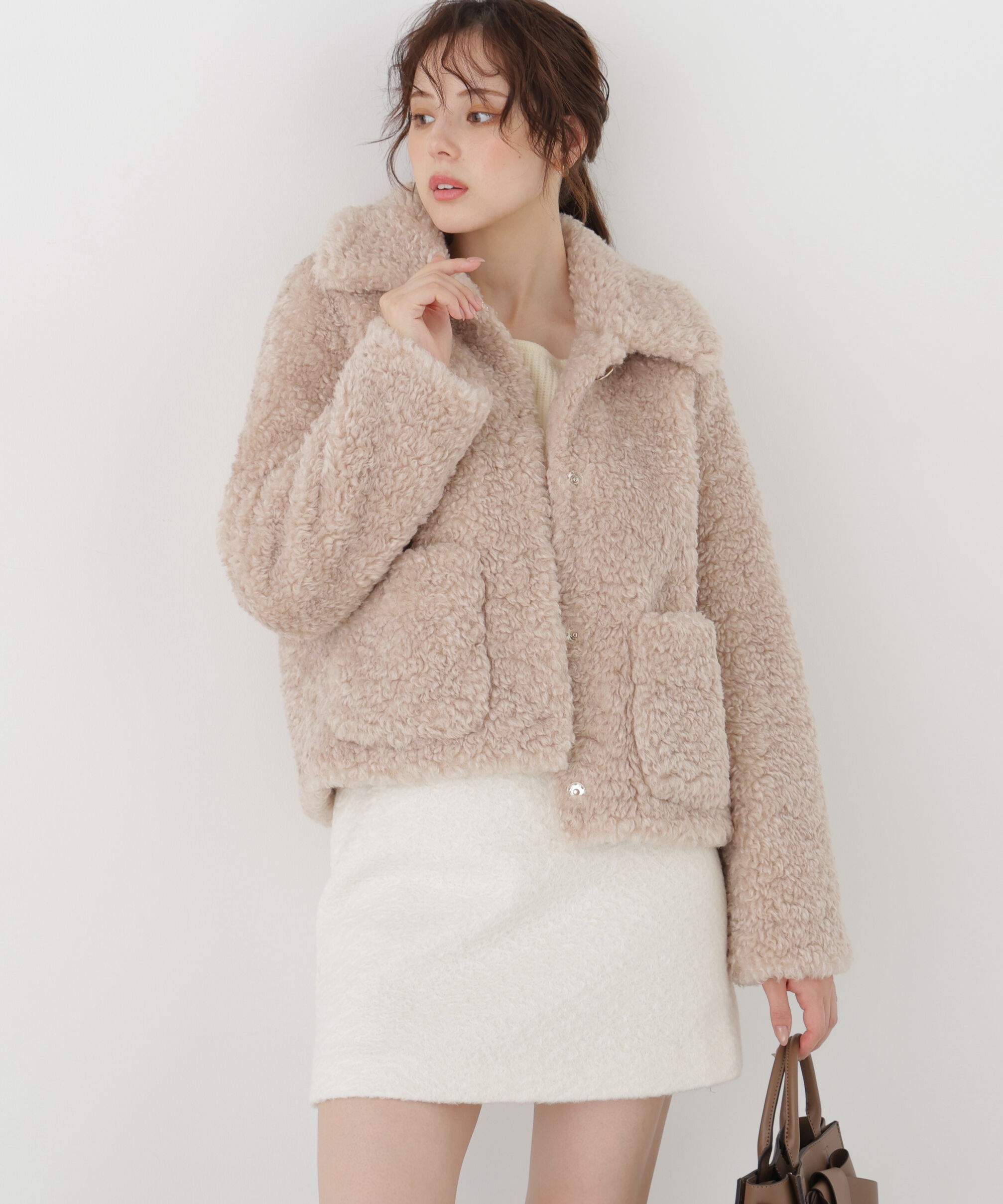 PROPORTION BODY DRESSING「衿付きフェイクファーブルゾン 26AW」|ブルゾン・スタジャン|ベージュ