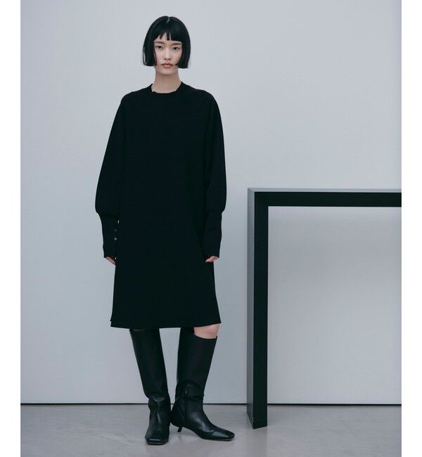 EMMEL REFINES「＜EMMEL REFINES＞EM Aライン ミニ ニット ワンピース」|ワンピース|BLACK