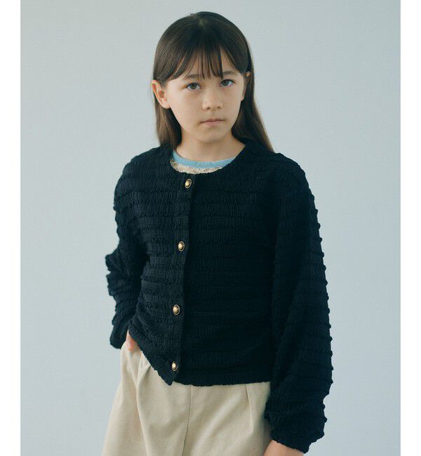 UNITED ARROWS green label relaxing「カットジャガード カーディガン / キッズ 120cm-160cm」|カーディガン|BLACK