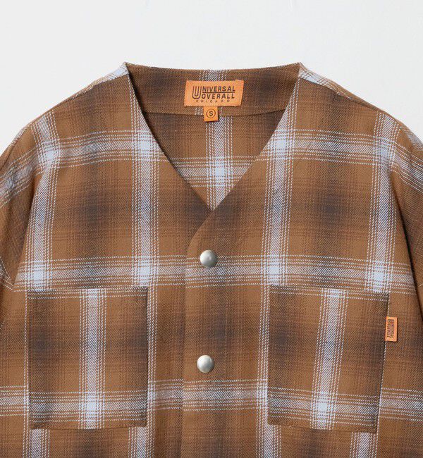 UNITED ARROWS green label relaxing「【別注】＜UNIVERSAL OVERALL＞Vネック チェック カーディガン / キッズ 100cm-130cm」|カーディガン|