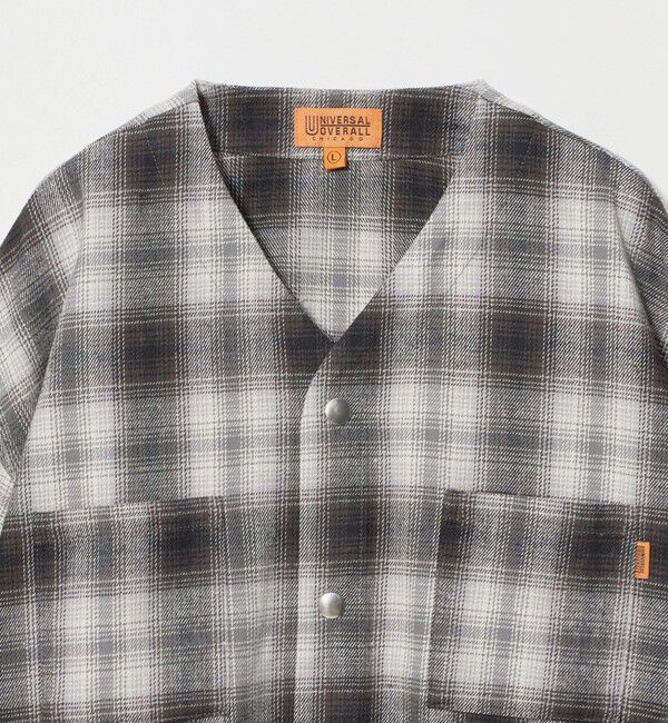 UNITED ARROWS green label relaxing「【別注】＜UNIVERSAL OVERALL＞Vネック チェック カーディガン / キッズ 140cm-160cm」|カーディガン|
