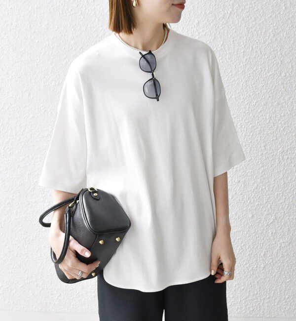 SHIPS any「〈接触冷感/汗染み防止加工/洗濯機可能〉ラウンドヘム クルー ビッグ TEE」|Tシャツ・カットソー|