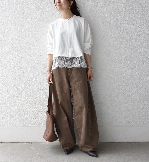 SHIPS any「〈洗濯機可能〉ジップ レース ヘム ロングスリーブ TEE」|Tシャツ・カットソー|