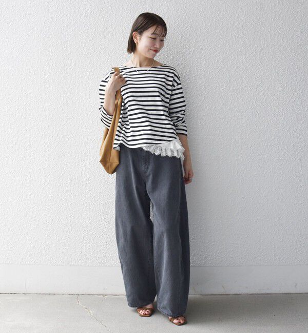 SHIPS any「〈洗濯機可能〉レース ヘム アシンメトリー ロングスリーブ TEE」|Tシャツ・カットソー|