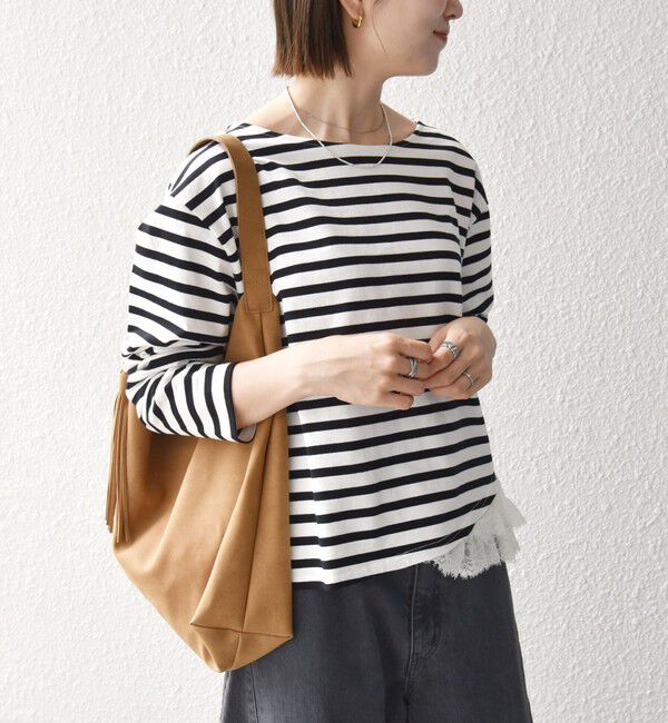 SHIPS any「〈洗濯機可能〉レース ヘム アシンメトリー ロングスリーブ TEE」|Tシャツ・カットソー|