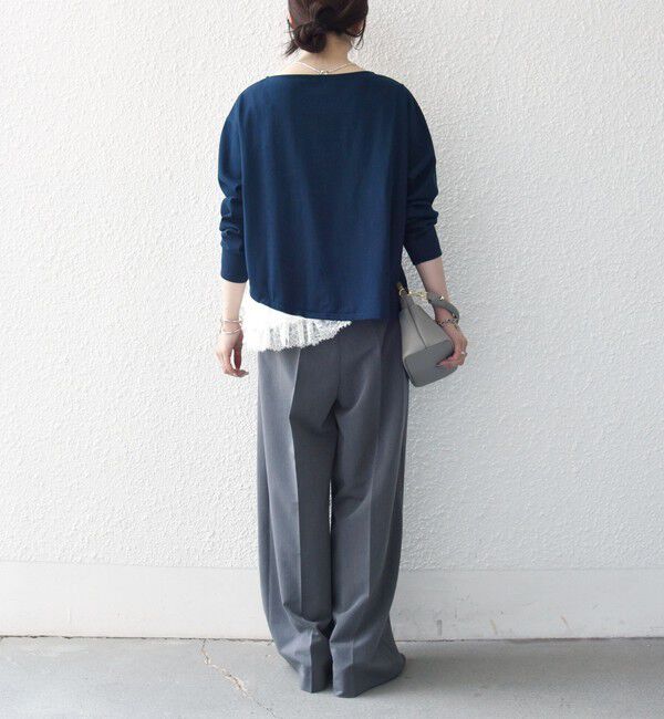 SHIPS any「〈洗濯機可能〉レース ヘム アシンメトリー ロングスリーブ TEE」|Tシャツ・カットソー|