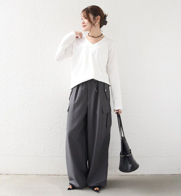 SHIPS for women「【WEB限定】〈ネックが選べる〉オーガニックコットン バリエーション ネック ロングスリーブ TEE」|Tシャツ・カットソー|