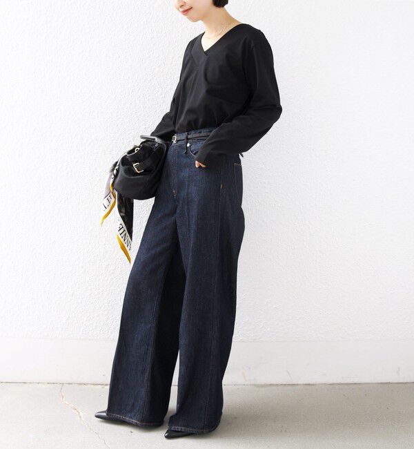SHIPS for women「【WEB限定】〈ネックが選べる〉オーガニックコットン バリエーション ネック ロングスリーブ TEE」|Tシャツ・カットソー|