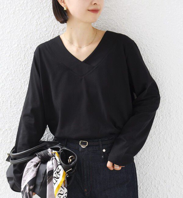 SHIPS for women「【WEB限定】〈ネックが選べる〉オーガニックコットン バリエーション ネック ロングスリーブ TEE」|Tシャツ・カットソー|