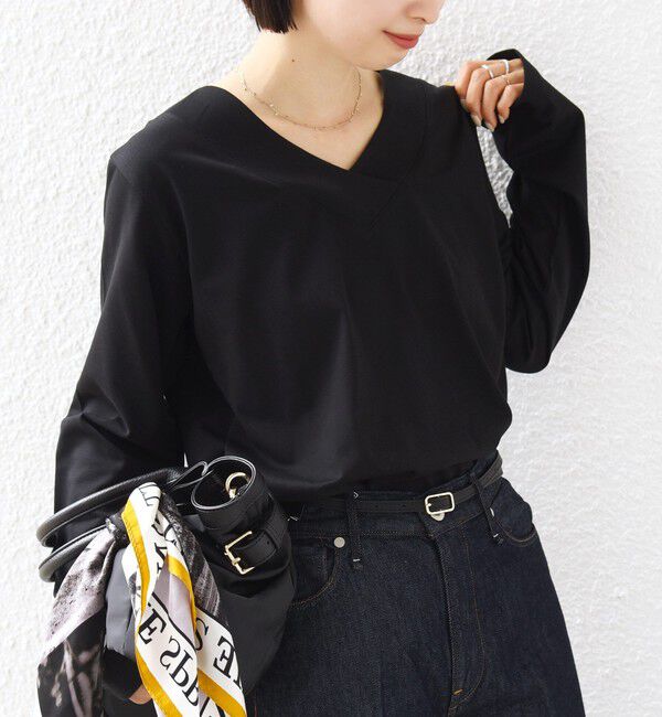 SHIPS for women「【WEB限定】〈ネックが選べる〉オーガニックコットン バリエーション ネック ロングスリーブ TEE」|Tシャツ・カットソー|