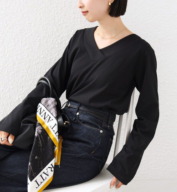 SHIPS for women「【WEB限定】〈ネックが選べる〉オーガニックコットン バリエーション ネック ロングスリーブ TEE」|Tシャツ・カットソー|