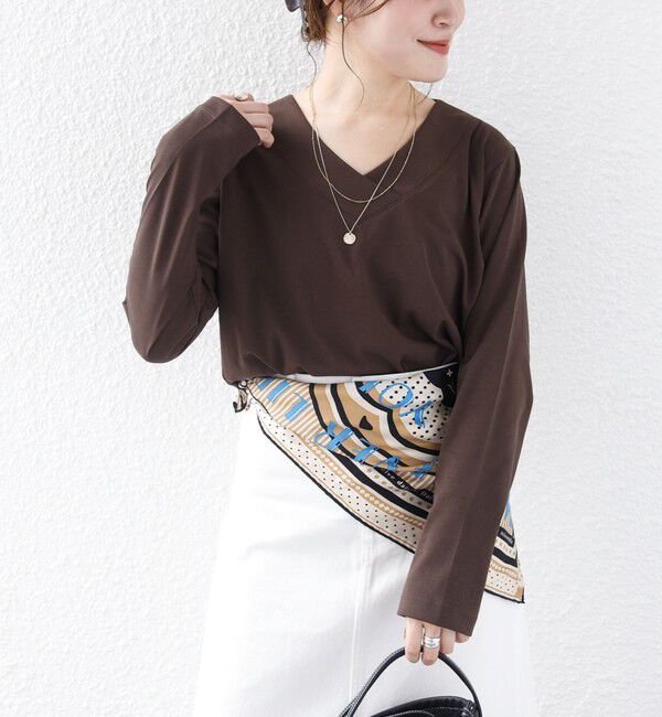 SHIPS for women「【WEB限定】〈ネックが選べる〉オーガニックコットン バリエーション ネック ロングスリーブ TEE」|Tシャツ・カットソー|