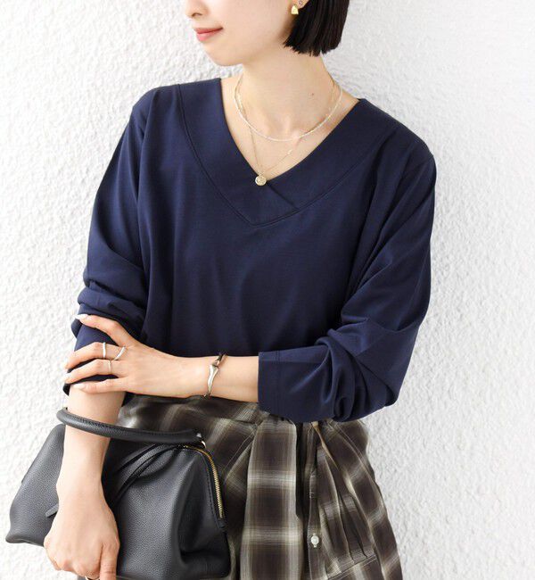 SHIPS for women「【WEB限定】〈ネックが選べる〉オーガニックコットン バリエーション ネック ロングスリーブ TEE」|Tシャツ・カットソー|
