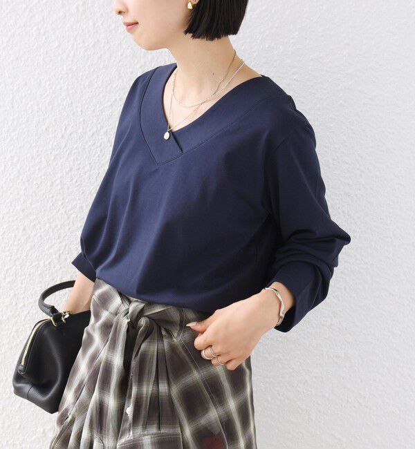 SHIPS for women「【WEB限定】〈ネックが選べる〉オーガニックコットン バリエーション ネック ロングスリーブ TEE」|Tシャツ・カットソー|