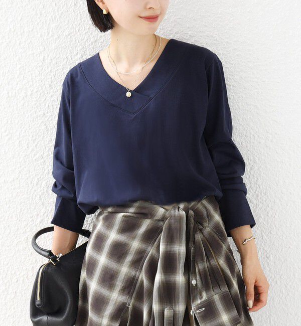 SHIPS for women「【WEB限定】〈ネックが選べる〉オーガニックコットン バリエーション ネック ロングスリーブ TEE」|Tシャツ・カットソー|