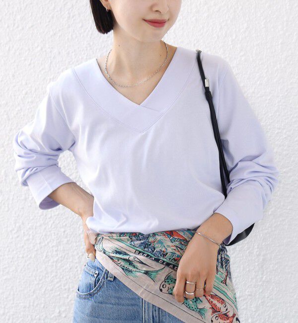 SHIPS for women「【WEB限定】〈ネックが選べる〉オーガニックコットン バリエーション ネック ロングスリーブ TEE」|Tシャツ・カットソー|