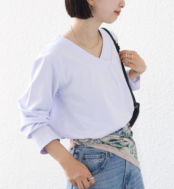 SHIPS for women「【WEB限定】〈ネックが選べる〉オーガニックコットン バリエーション ネック ロングスリーブ TEE」|Tシャツ・カットソー|
