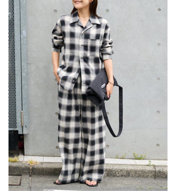 OUTDOOR PRODUCTS Usual Things「PLAIDパターンイージーワイドパンツ セットアップ対応」|スラックス|