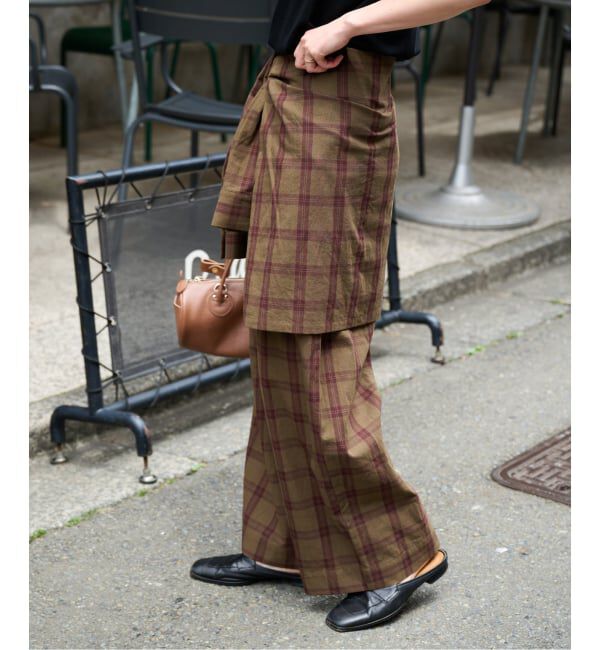 OUTDOOR PRODUCTS Usual Things「PLAIDパターンイージーワイドパンツ セットアップ対応」|スラックス|