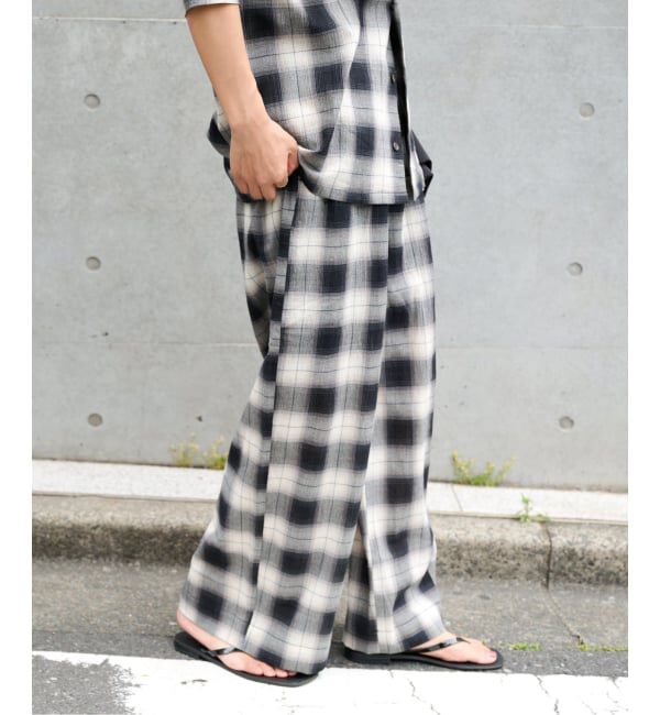 OUTDOOR PRODUCTS Usual Things「PLAIDパターンイージーワイドパンツ セットアップ対応」|スラックス|