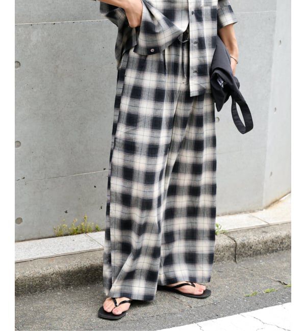 OUTDOOR PRODUCTS Usual Things「PLAIDパターンイージーワイドパンツ セットアップ対応」|スラックス|