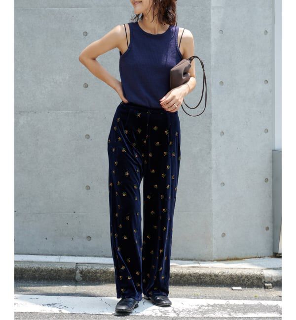 OUTDOOR PRODUCTS Usual Things「追加 刺繍ベロアフレアパンツ」|スラックス|