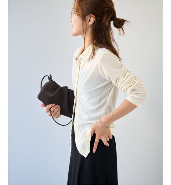 OUTDOOR PRODUCTS Usual Things「襟付きシアーベロアカーディガン」|カーディガン|
