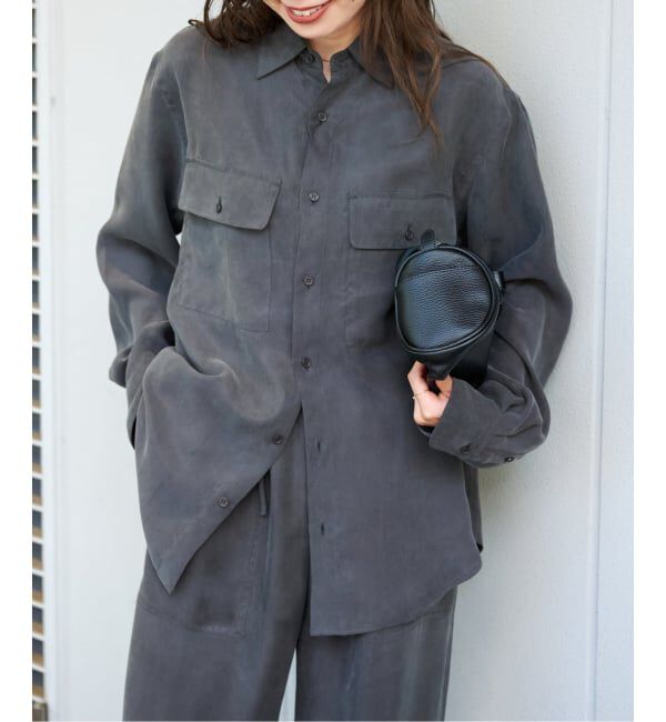 OUTDOOR PRODUCTS Usual Things「キュプラプラップポケットサファリシャツ セットアップ対応」|シャツ・ブラウス|ブラック