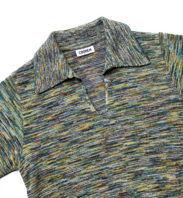 NOLLEY'S goodman「【COOHEM/コーヘン】鬼カスリ ポロ衿スキッパーPO 26AW」|ニット・セーター|ブルー