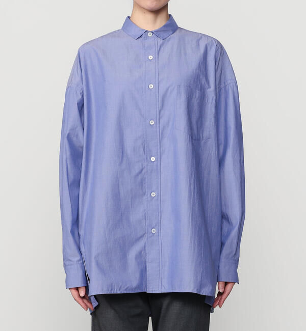  「TICCA | コットンシャンブレー スタンドスクエアシャツ UNISEX」|シャツ・ブラウス|