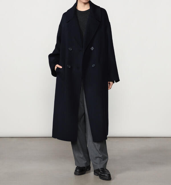 LE GLAZIK「LE GLAZIK | ラムウールリバー ダブルブレストコート WOMEN」|ダッフルコート|
