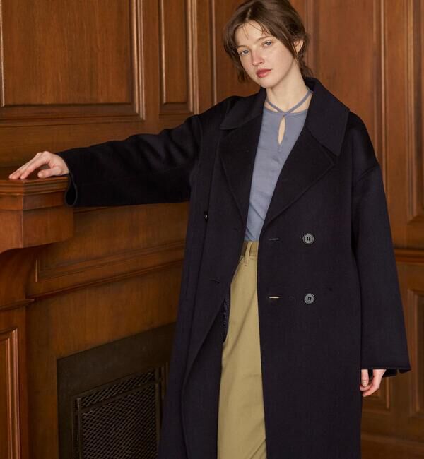LE GLAZIK「LE GLAZIK | ラムウールリバー ダブルブレストコート WOMEN」|ダッフルコート|