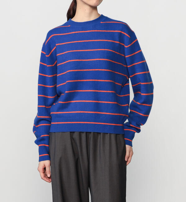  「RYE TENDER | カシミアボーダー ニットプルオーバー WOMEN」|ニット・セーター|