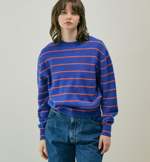  「RYE TENDER | カシミアボーダー ニットプルオーバー WOMEN」|ニット・セーター|