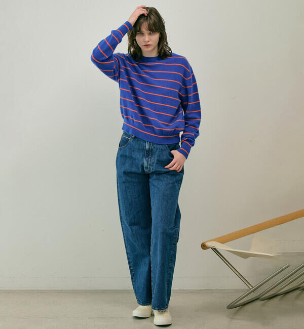  「RYE TENDER | カシミアボーダー ニットプルオーバー WOMEN」|ニット・セーター|