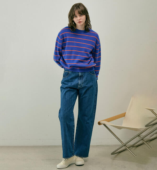  「RYE TENDER | カシミアボーダー ニットプルオーバー WOMEN」|ニット・セーター|