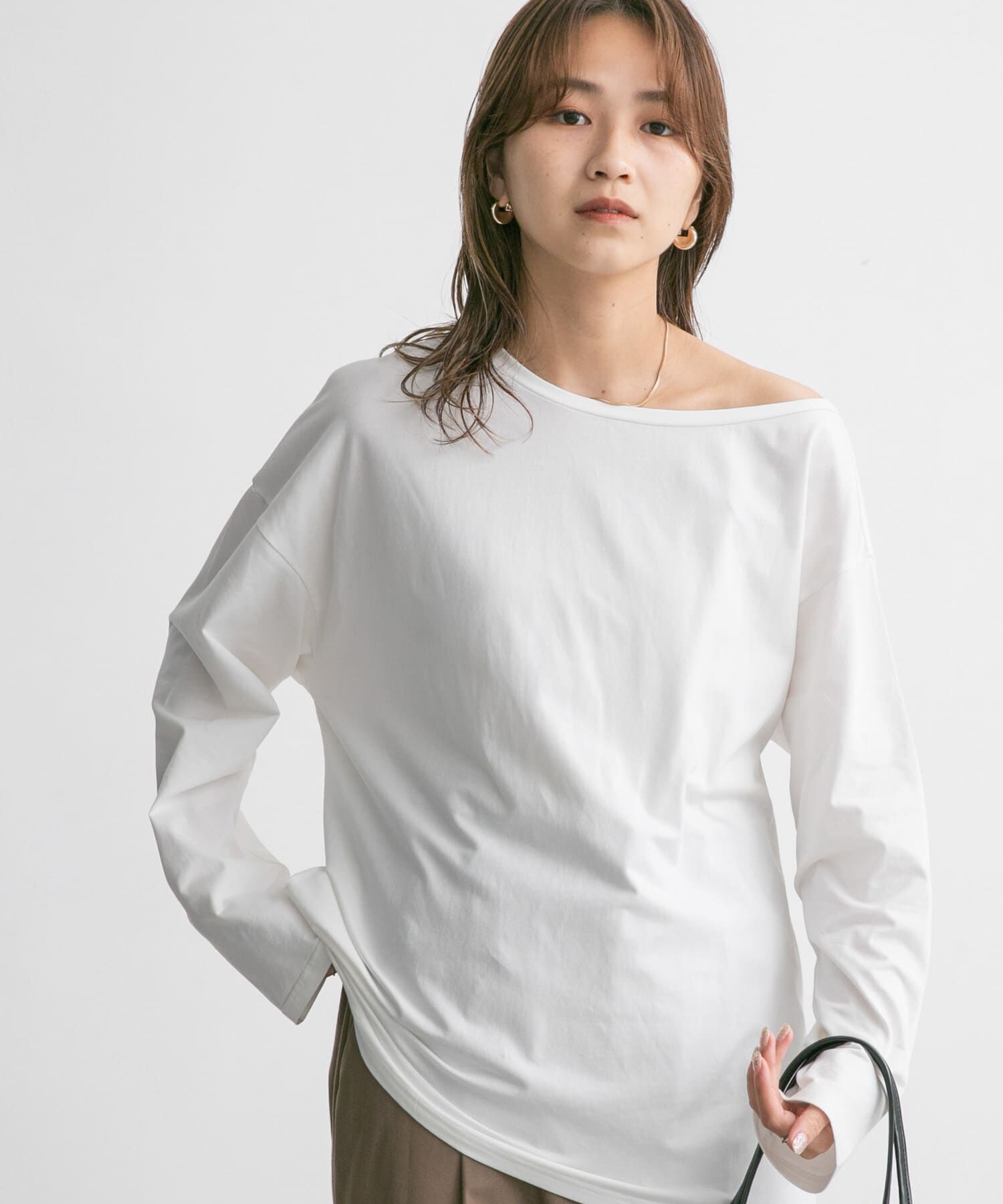  「アシメネックカットソー」|Tシャツ・カットソー|オフホワイト