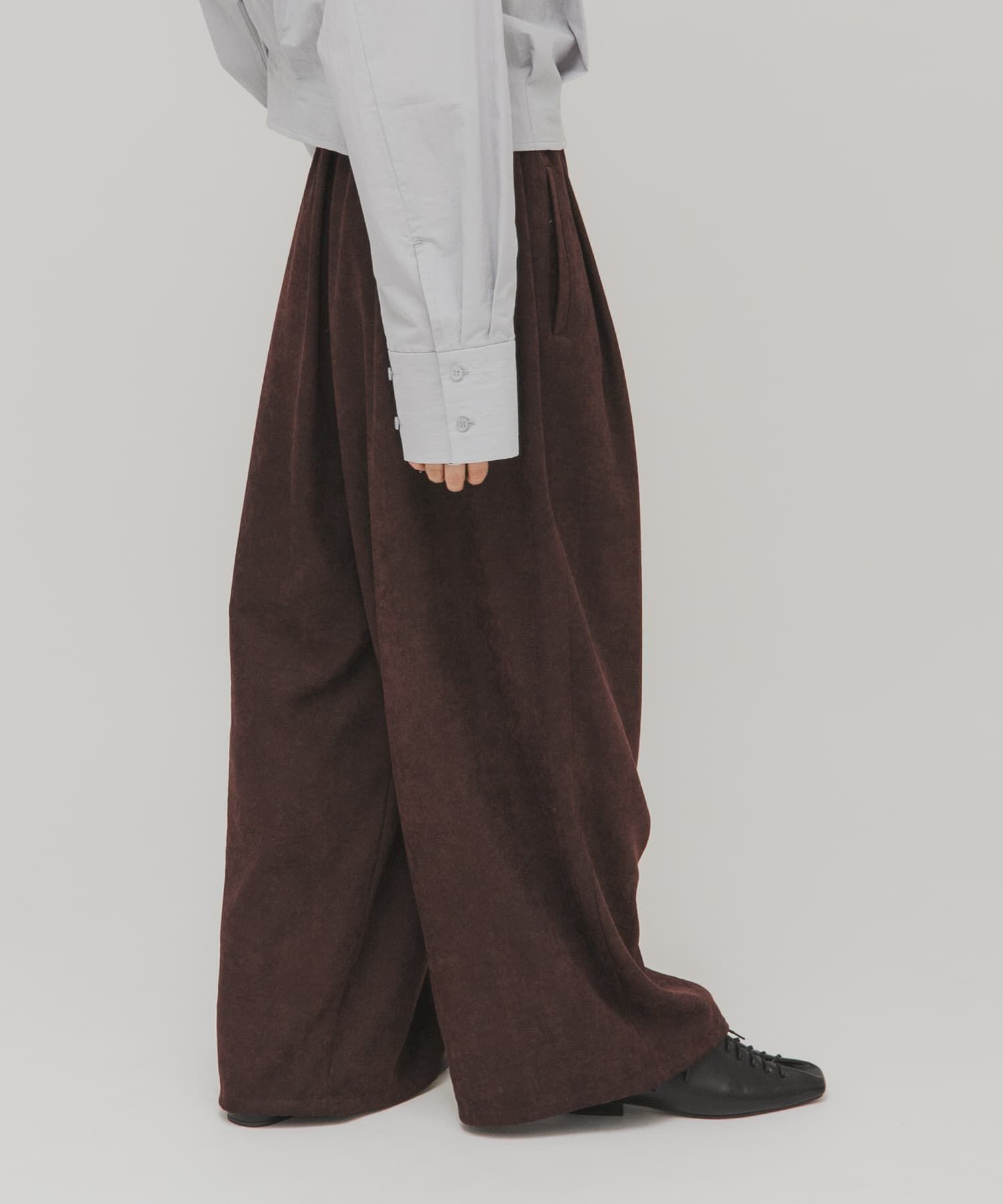  「ピーチスキンWIDEパンツ」|その他|ボルドー