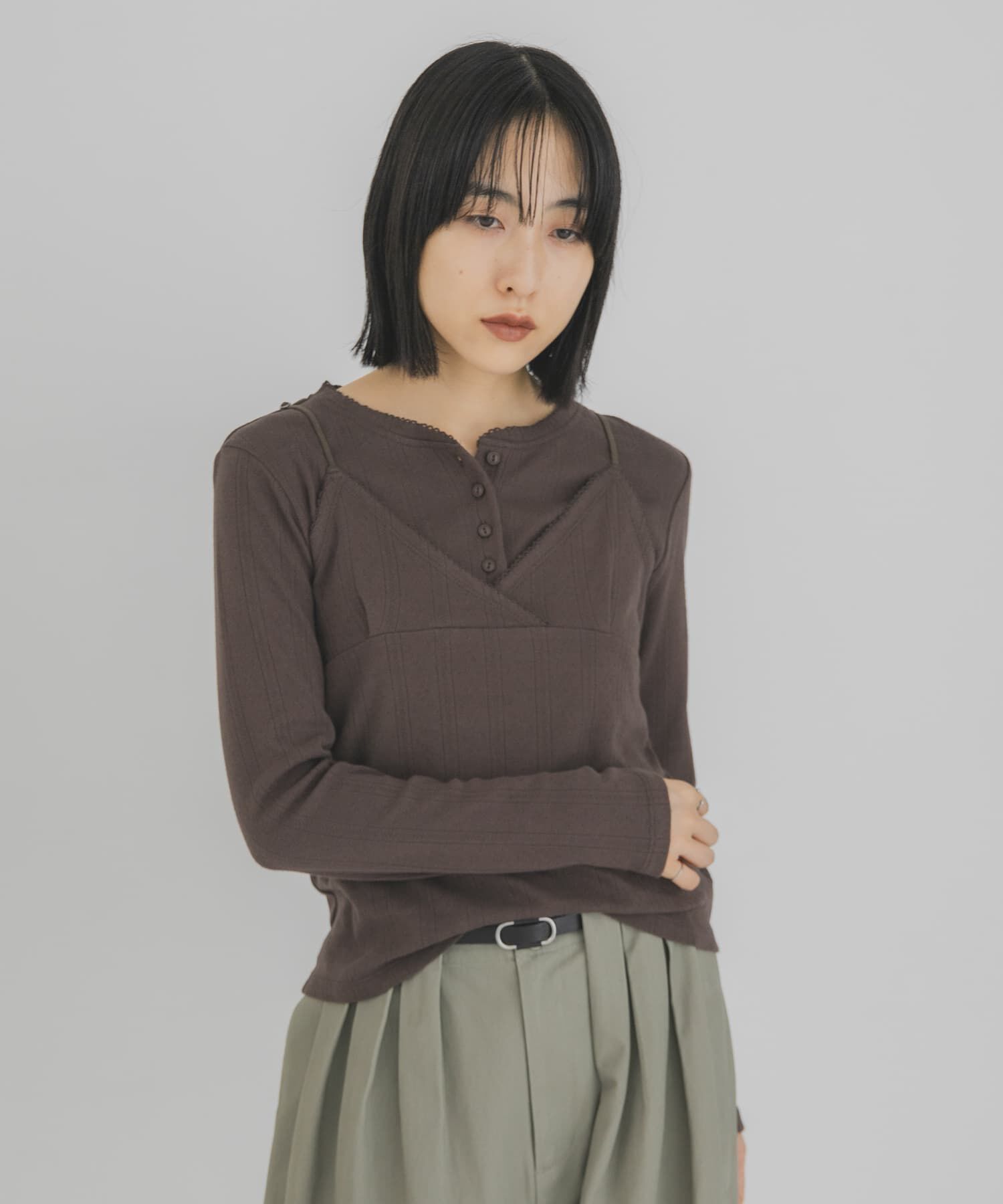  「アイレットキャミレイヤードトップス」|Tシャツ・カットソー|