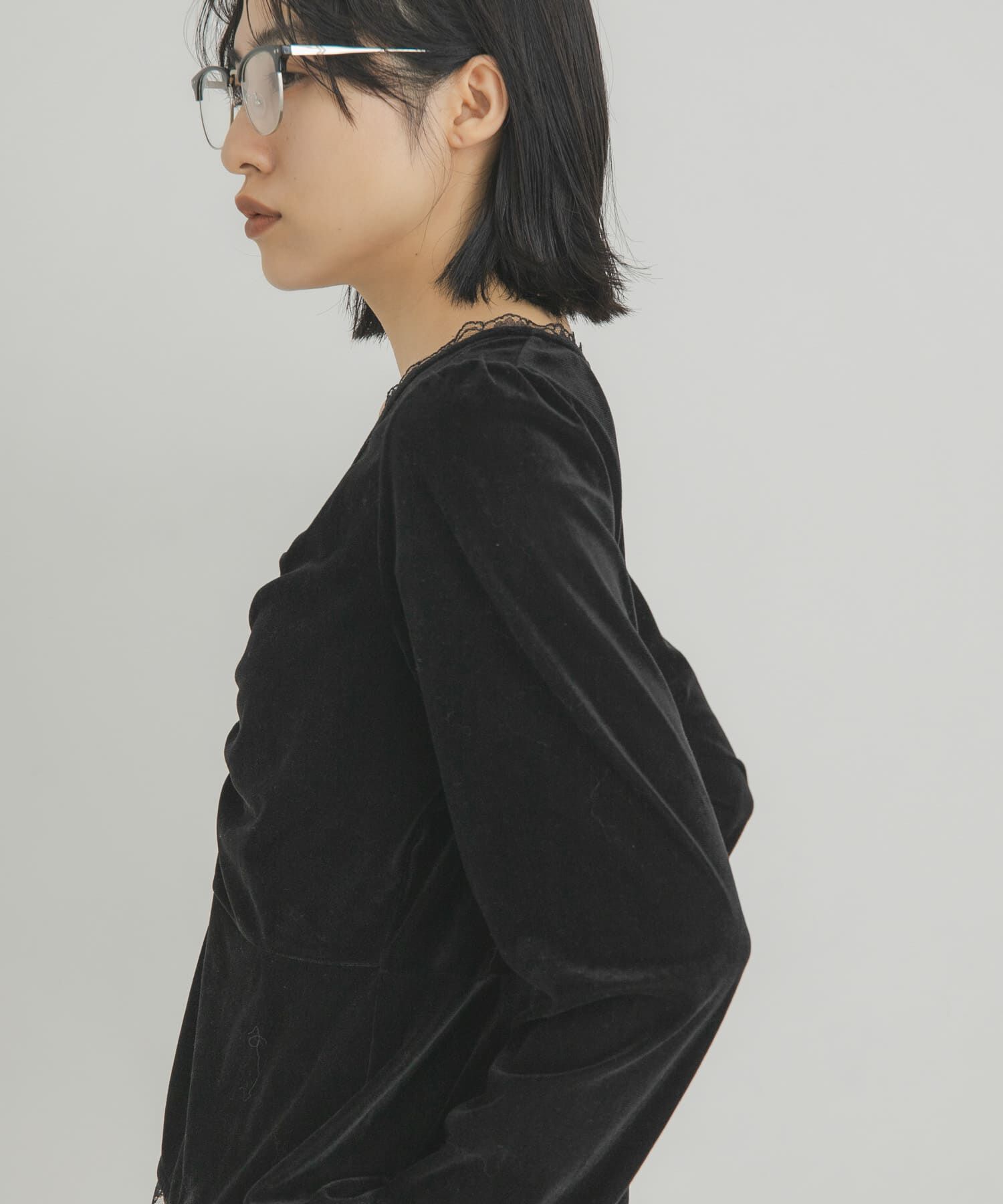  「ベロアペプラムトップス」|Tシャツ・カットソー|