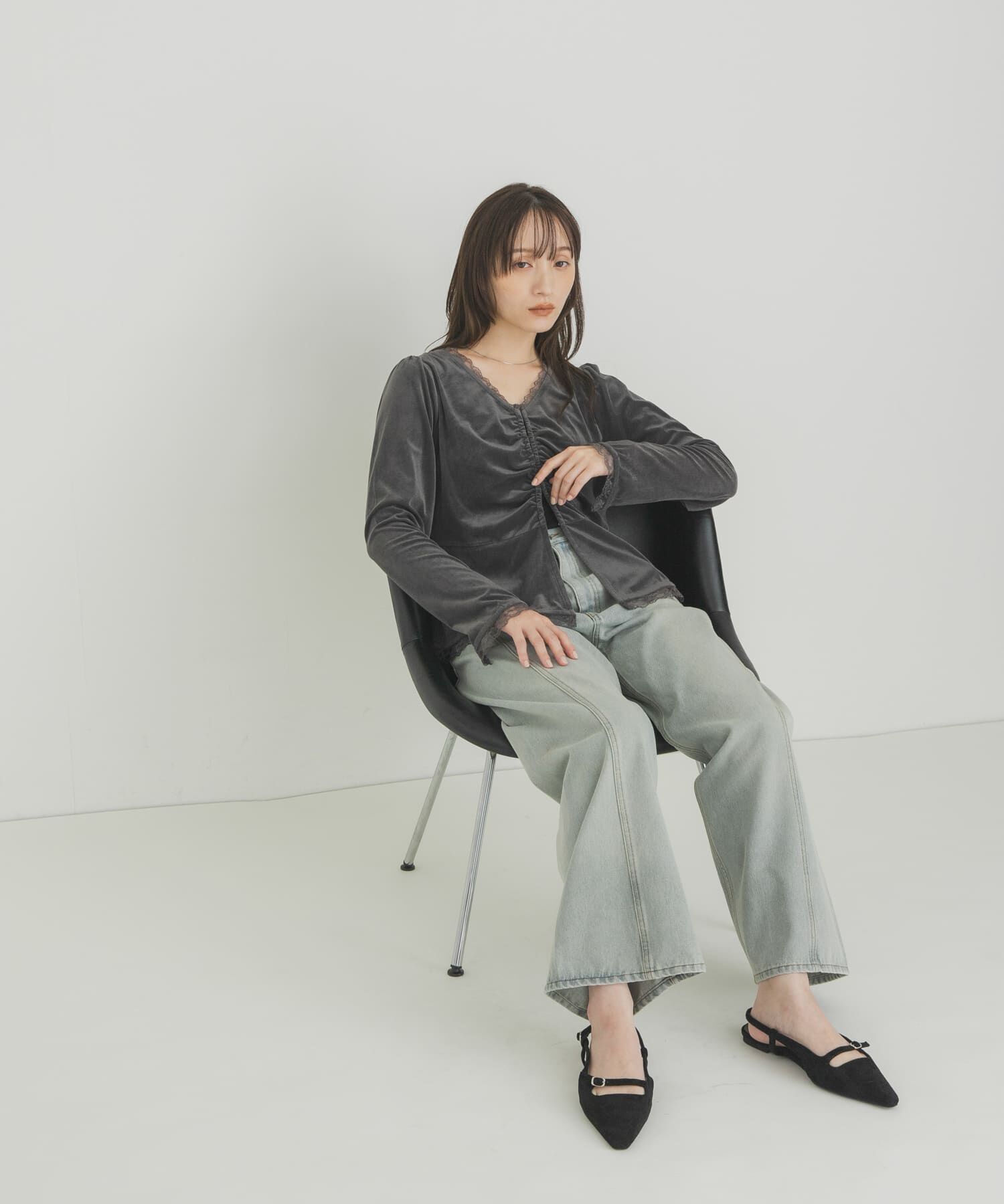  「ベロアペプラムトップス」|Tシャツ・カットソー|