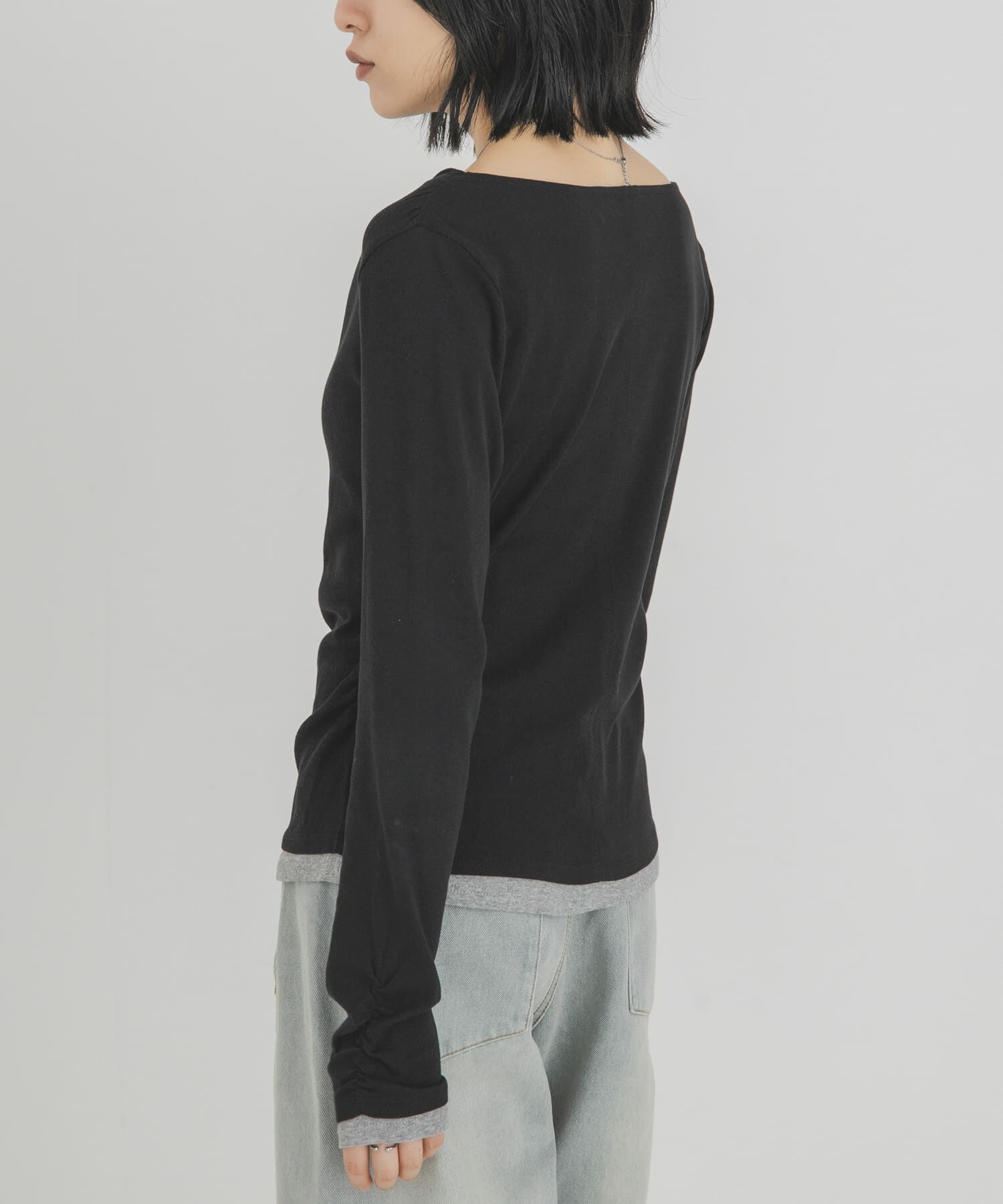  「バイカラードレープトップス」|Tシャツ・カットソー|