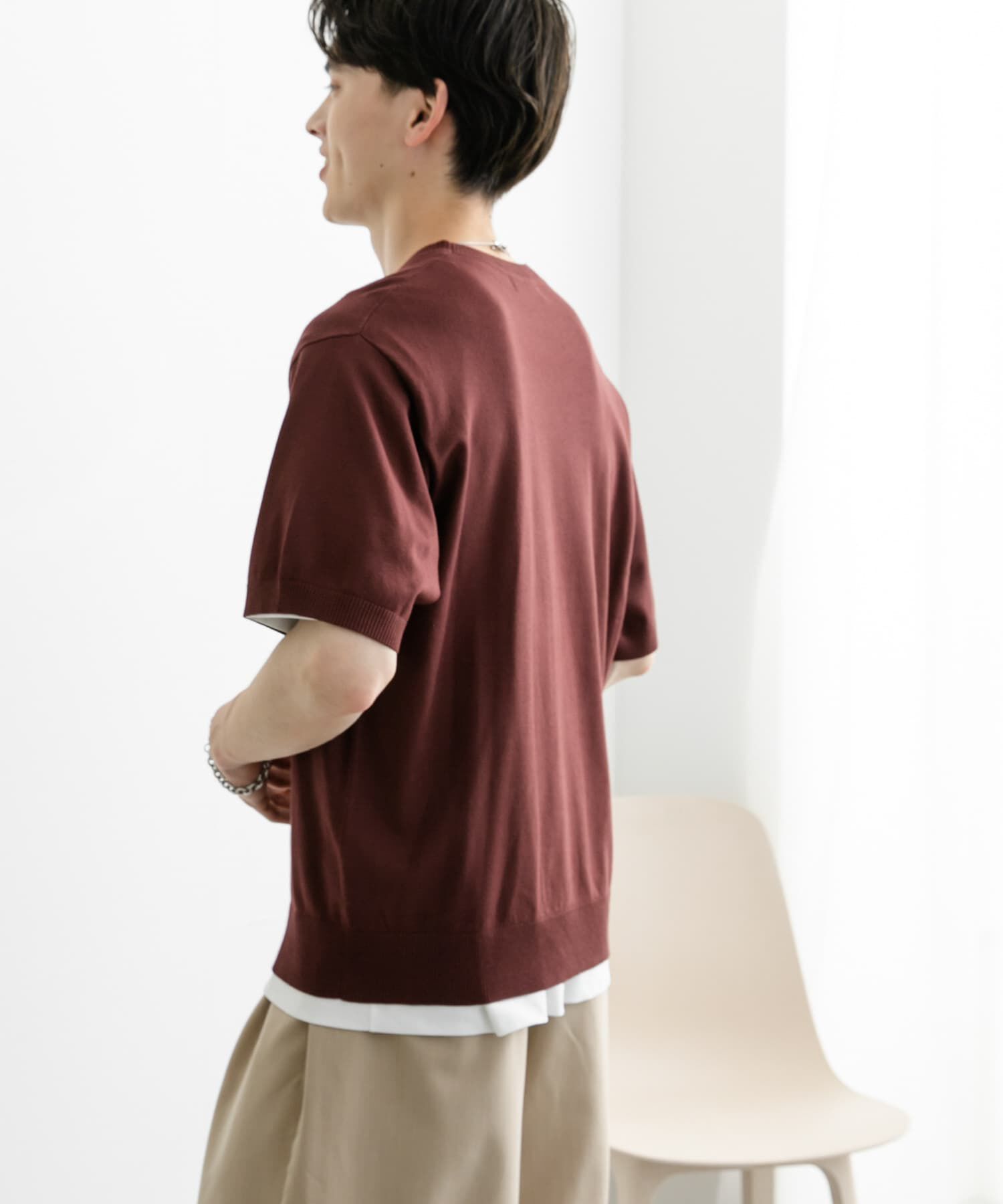 SENSE OF PLACE by URBAN RESEARCH「クルーネックニットショートスリーブTシャツ」|ニット・セーター|