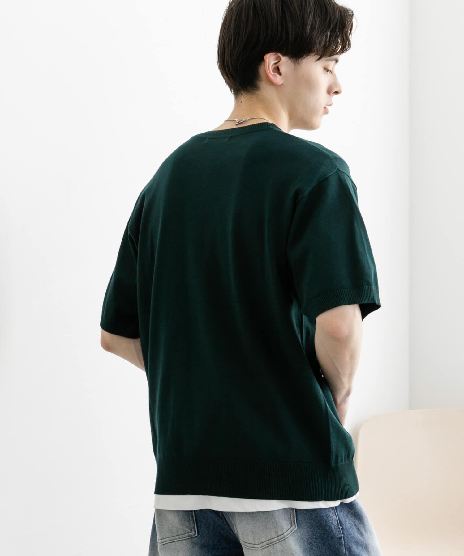 SENSE OF PLACE by URBAN RESEARCH「クルーネックニットショートスリーブTシャツ」|ニット・セーター|