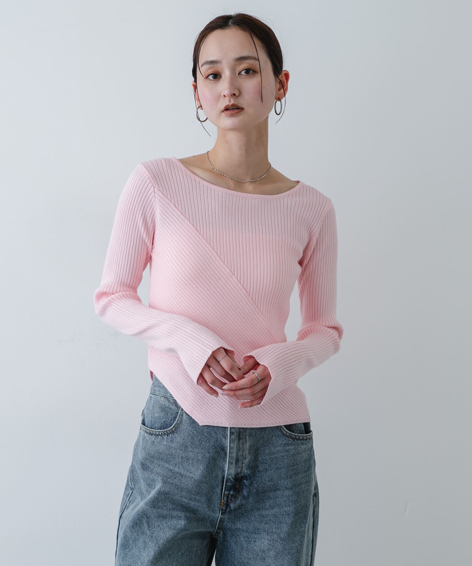 SENSE OF PLACE by URBAN RESEARCH「『洗濯可/防花粉』SKINProofアシメヘムボートネックセーター」|ニット・セーター|
