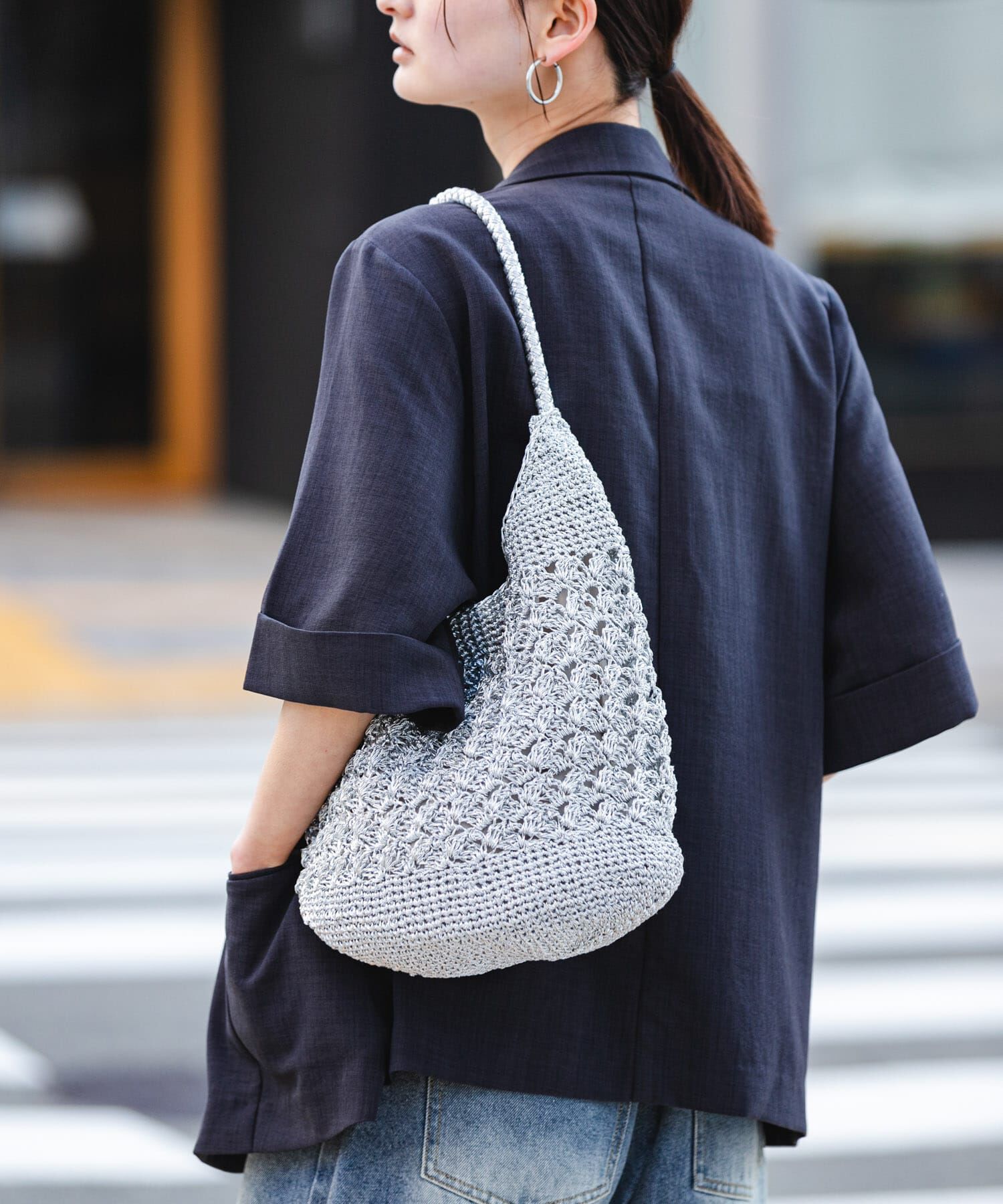 SENSE OF PLACE by URBAN RESEARCH「メタリックヤーンバッグ」|かごバッグ|