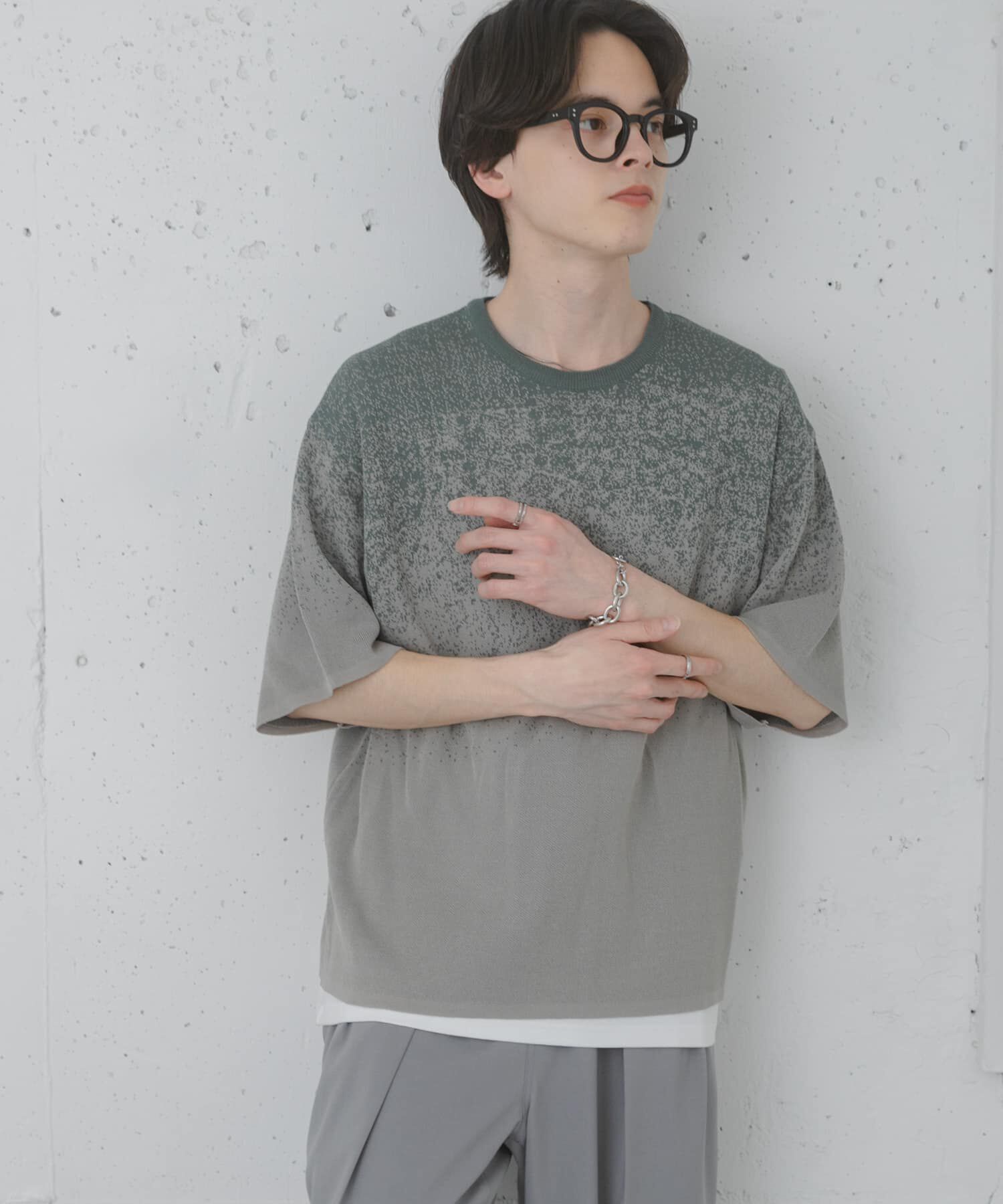 SENSE OF PLACE by URBAN RESEARCH「『洗濯可』エクストラルーズスプラッシュニットTシャツ」|ニット・セーター|