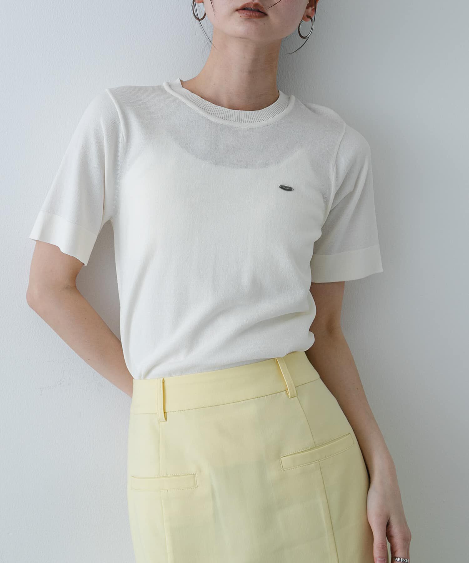 SENSE OF PLACE by URBAN RESEARCH「『洗濯可』プレートツキニットTシャツ(半袖)」|ニット・セーター|アイボリー