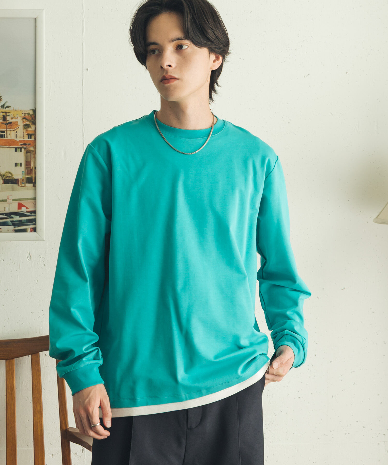 SENSE OF PLACE by URBAN RESEARCH「『イージーケア/吸水速乾』コンフォートロングTシャツ」|Tシャツ・カットソー|ブルー系その他