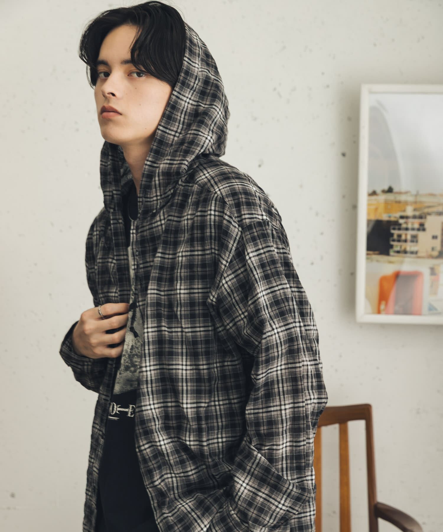 SENSE OF PLACE by URBAN RESEARCH「チェックシアーフーディーシャツ」|シャツ・ブラウス|